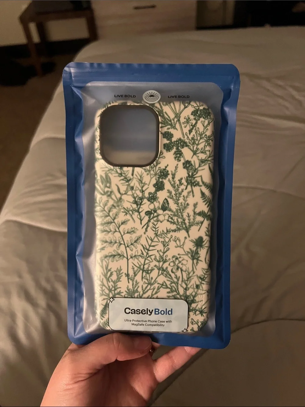 Green Floral Phone Case - White & Green